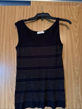 Calvin Klein Black Tank Top with Gold Stud Stripes